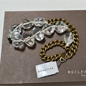 Silpada KRN0138 CRYSTAL ROCKS‎ Necklace Faceted Cut Glass Pyrite Brass Necklace